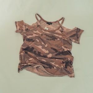 Express Camo Cold Shoulder Tee